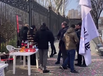 Armenia initiative members are outside parliament building