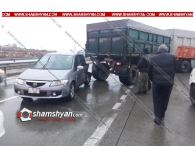 Երեւան-Աշտարակ ավտոճանապարհին «КамАЗ» եւ «Mazda» մակնիշի ավտոմեքենաները բախվել են միմյանց. կա տուժած