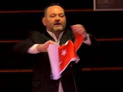Greek MP rips Turkish national flag in European Parliament