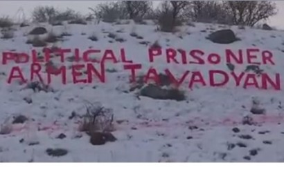 “Political prisoner Armen Tavadyan” writing appears on Yerevan-Garni motorway (VIDEO)