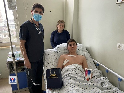 Armenia PM's wife surprises boy wounded from Azerbaijan's gunshot and girl exposed to violence in Gyumri