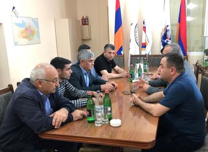 Vitaly Balasanyan and Justice Party of Artsakh MPs meet parliament's speaker