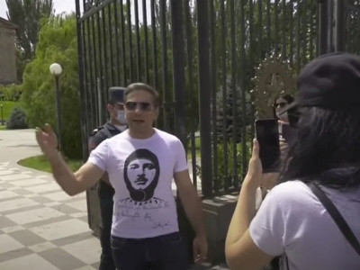 Armenia movement members protest nearby parliament