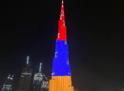 Դուբայի Բուրջ Խալիֆան լուսավորվել է Հայաստանի ազգային դրոշի գույներով (ֆոտո)