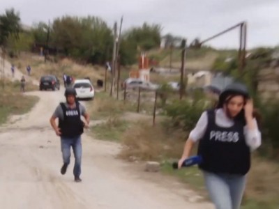 Armenian journalists targeted by Azerbaijani UAV in Karabakh's Martuni