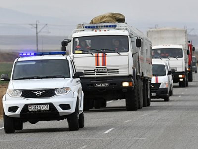 Russian rescuers set up camp near Stepanakert