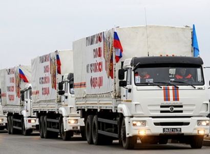 Russia emergency ministry 1st humanitarian convoy arrives in Artsakh