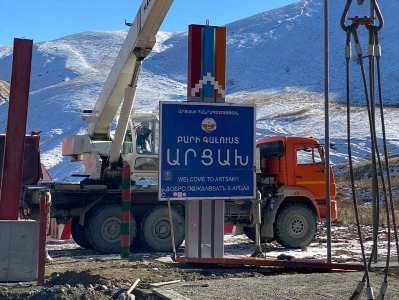 Lawyer: Sign announcing entrance to Artsakh is being disassembled