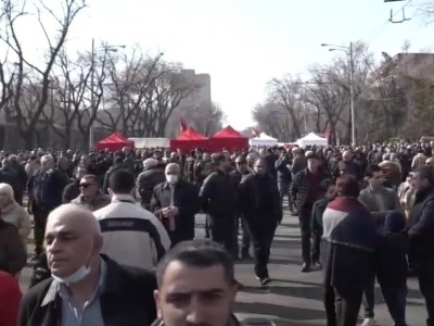 Armenia opposition movement rally underway outside parliament building
