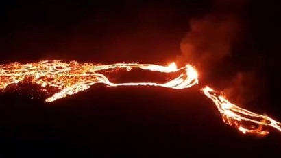 Iceland volcano erupts