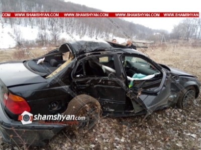 Լոռու մարզում BMW-ն բախվել է ծառերին, մի քանի պտույտ շրջվելով՝ հայտնվել դաշտում. կա 1 զոհ, 2 վիրավոր