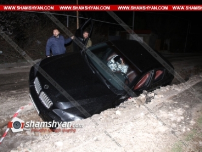 Երևանում Mercedes-ի վարորդի՝ վթարային իրավիճակ ստեղծելու հետևանքով BMW X6-ը հայտնվել է ջրախողովակի համար փորված փոսում