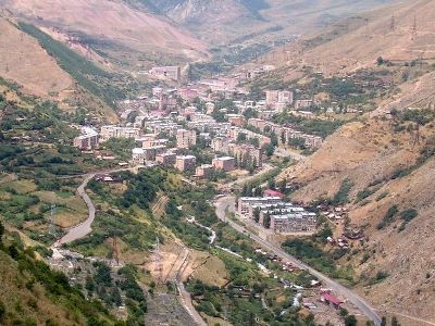 Residents of Armenia's Kajaran block entrance to town during PM's visit to Syunik Province