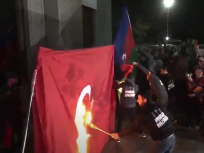 Opposition youth movement burns flags of Turkey and Azerbaijan in Yerevan
