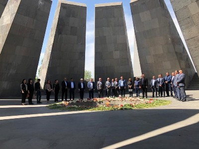 Karabakh Parliament Speaker-led delegation is in Yerevan, visits Tsitsernakaberd Armenian Genocide Memorial