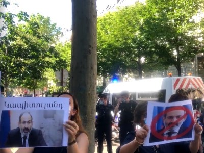 French-Armenians hold protest against Armenia acting PM's visit to France