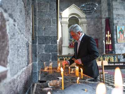 Armenia 3rd President visits St. Mary's Church in Gavar after campaign meetings (PHOTOS)