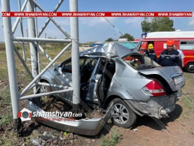 Գեղարքունիքում Nissan Tiida-ն բախվել է երկաթե աշտարակին. Բոլոր 4 վիրավորները երեխաներ են