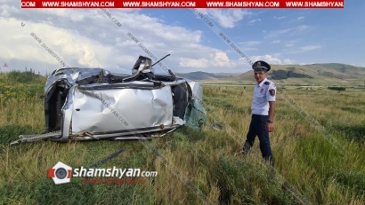 Խոշոր ավտովթար Լոռու մարզում. Opel Zafira-ն տեղացած կարկուտի պատճառով դուրս է եկել երթևեկելի գոտուց, հայտնվել դաշտում