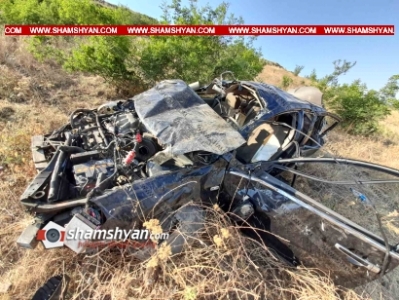 Խոշոր ավտովթար Տավուշի մարզում. Nissan Teana-ն մոտ 200 մետր շրջվելով, հայտնվել է «Շառունց» կոչվող հանդամասում