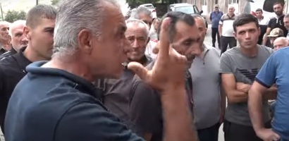 Armenia Meghri city several villagers stage protest