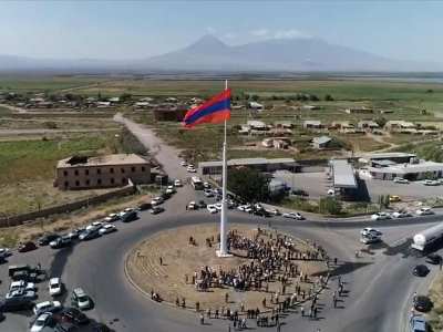 Largest flag of Armenia raised in Yeraskh village of Ararat Province (PHOTOS)