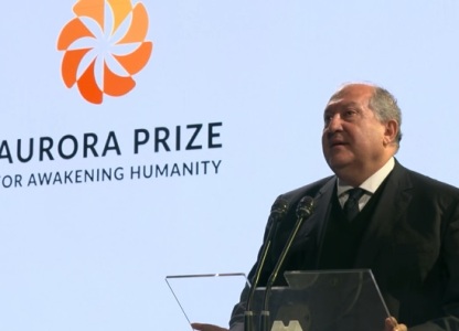 Armenia President attends Aurora Prize Ceremony at St. Lazar's Island