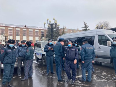 Large number of police forces on duty in Armenia’s Talin