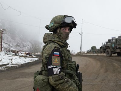 Russia peacekeepers carry out peacekeeping tasks in Nagorno-Karabakh