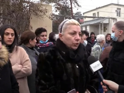 National Center for Infectious Diseases Yerevan branch employees protesting outside center
