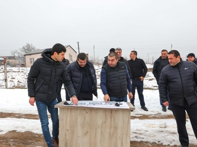 Karabakh President visits construction site of new settlement being built for residents of occupied Aknaghbyur community