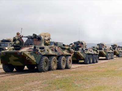 Azerbaijan army conducting tank exercises
