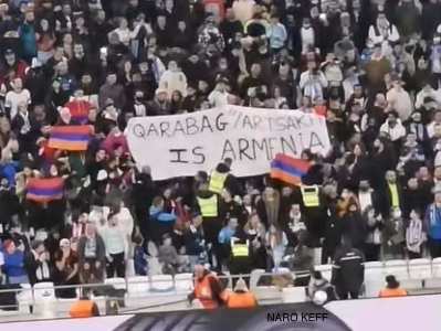 France Armenians protest during football match against Azerbaijan club