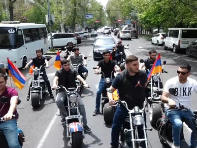 Protest action on motorcycles being in Yerevan