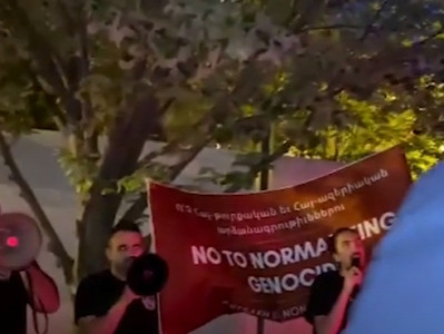 American Armenian youth hold protest rally outside Armenia embassy in Washington