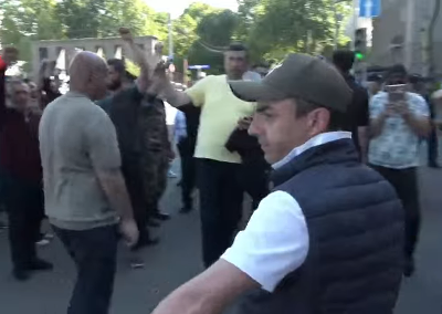 Resistance movement participants block streets in Yerevan
