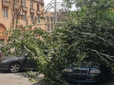 Ուժեղ քամին վնասներ է հասցրել Երեւանի տարբեր հատվածներում