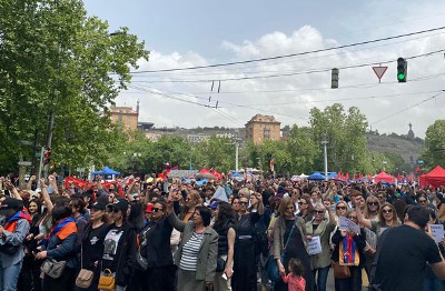 Resistance Movement march through streets of Yerevan