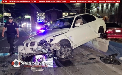 22-ամյա վարորդը BMW-ով Արշակունյաց պողոտայում հայտնվել է բետոնե արգելապատնեշի վրա