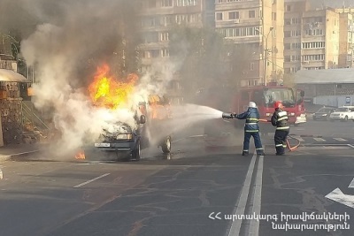 У правительственных дач в Ереване сгорела машина