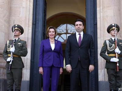 Alen Simonyan and Nancy Pelosi discuss issues related to security of Armenia and region