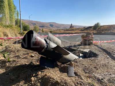 One Azerbaijani shell falls on territory of cemetery, three more fall in reservoir