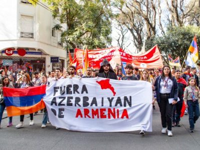 Armenian youth of Argentina march to Azerbaijan embassy