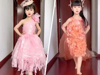 Chinese woman makes dresses for her daughter out of trash bags