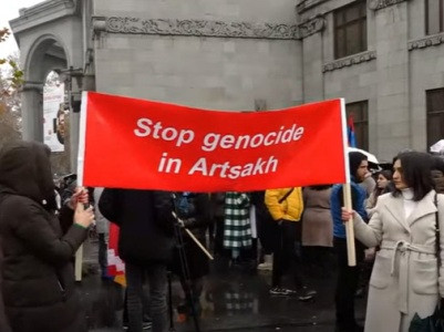 Protest action in support of Karabakh held in downtown Yerevan