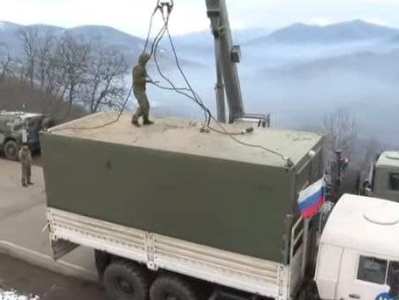 Russia peacekeepers in Karabakh setting up modular checkpoints at Lachin Corridor