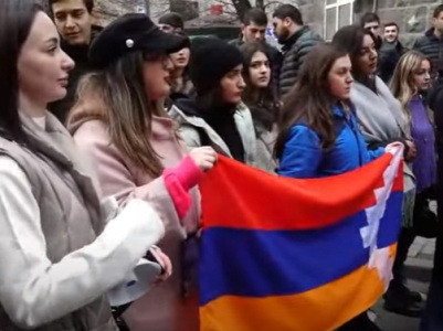 University students hold protest march toward EU office in Armenia