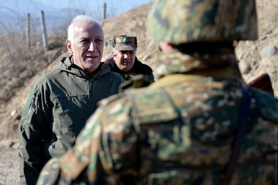 Armenian President Vahagn Khachaturyan visits one of border military units