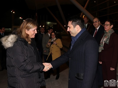 President of French National Assembly Yael Braun-Pivet arrives in Armenia