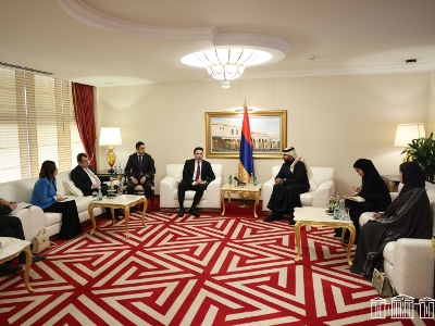 Armenia parliament speaker, health minister in Doha, meet with Qatar Fund for Development director general